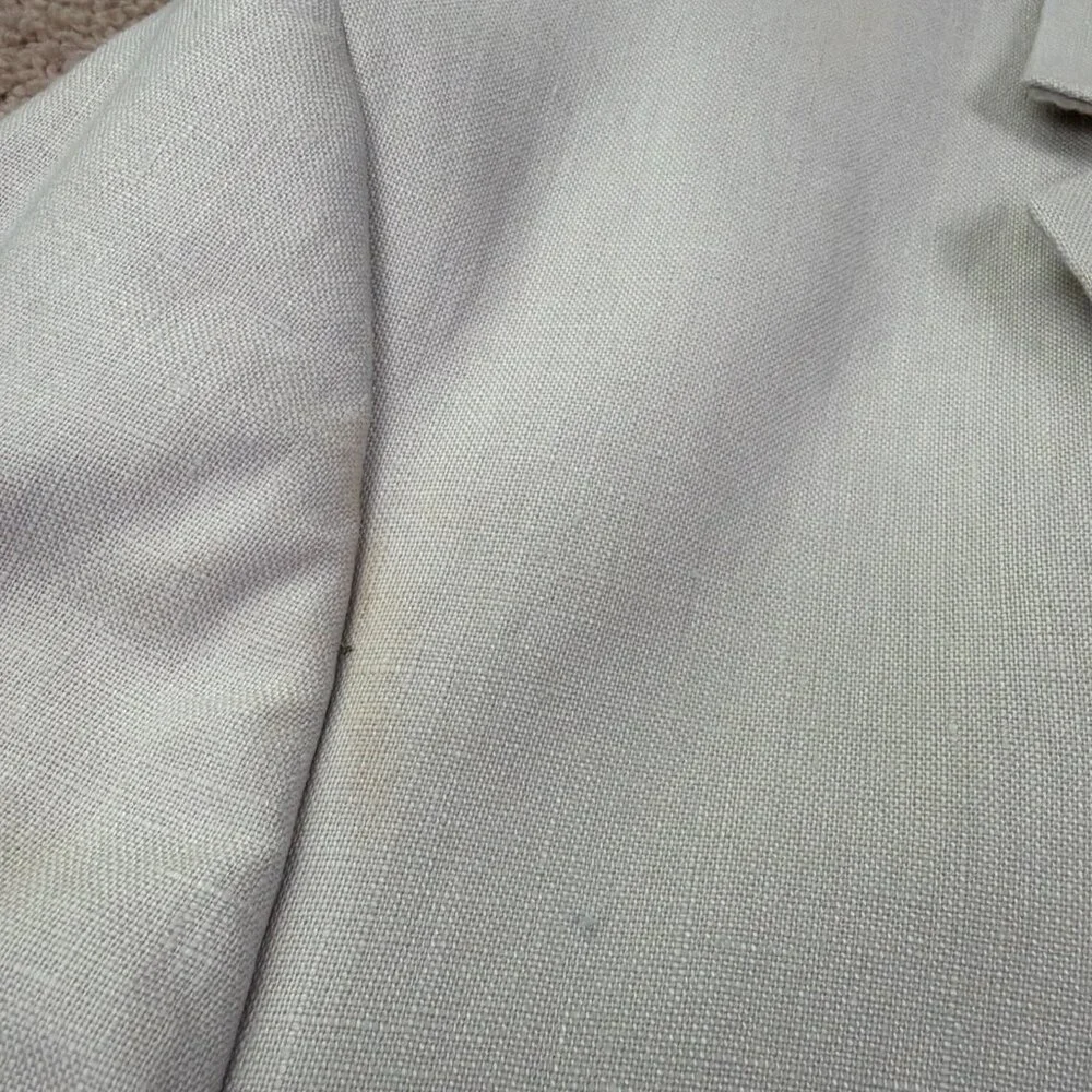 Adolfo Blazer Jacket Mens 46R Tan 100% Linen 2 Button Beach Wedding Cruise Khaki